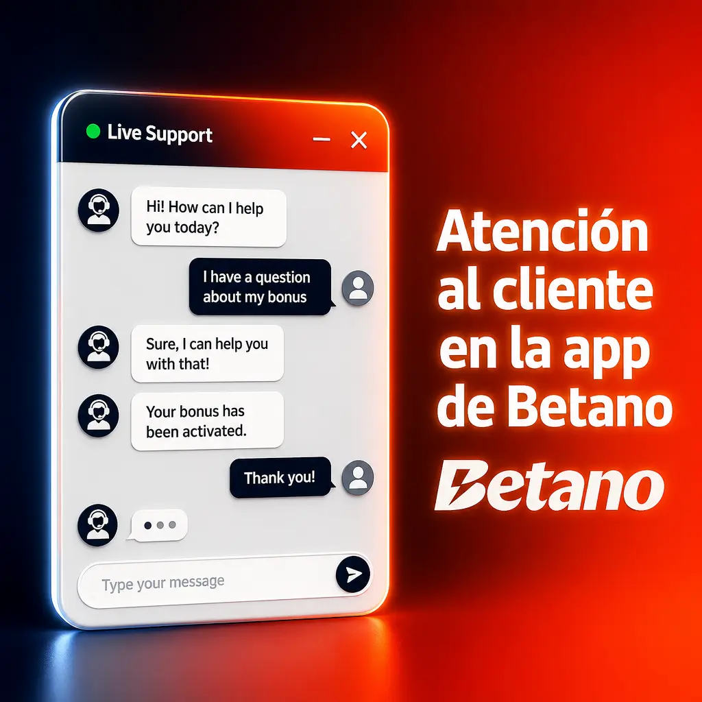 Atención al cliente en la app de Betano: chat en vivo, correo electrónico y centro de ayuda para resolver dudas rápidamente.